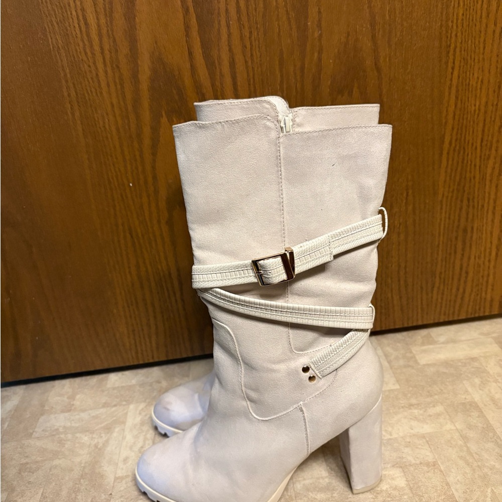 Women's Cream High Heel Boots